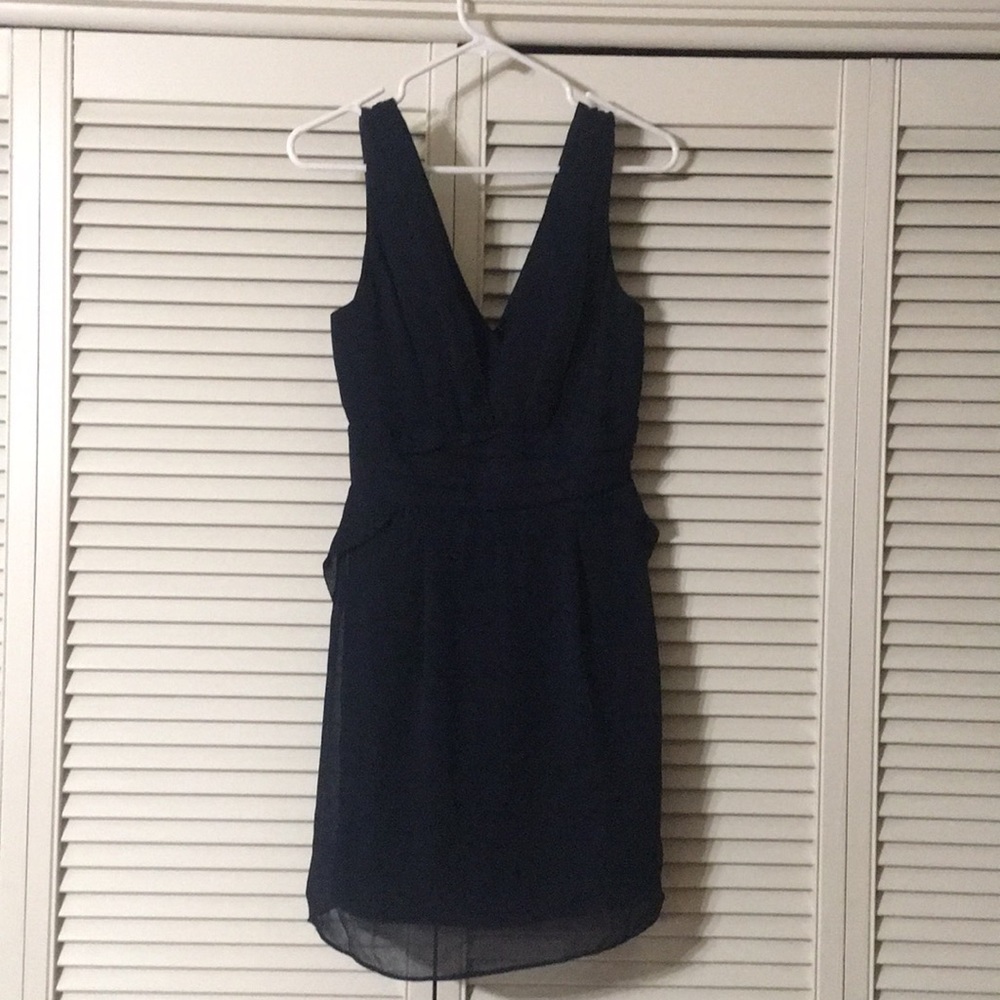 Navy low cut v-neck dress.
